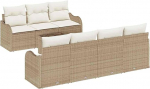 8-teiliges Garten Sofa Set mit Kissen Beige Poly Rattan, 2-Sitzer Garten Sofa mit Stauraum & Kissen Beige Poly Rattan Gartenlounge Model3354280
