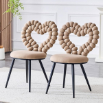 S&ouml;&ouml;gitoa toolid, komplekt 2, sametist k&ouml;&ouml;gitoolid kolmnurkse, &otilde;&otilde;nes seljatoega, mustaks v&auml;rvitud metallist toolijalgadega meigitool s&ouml;&ouml;gituppa, elutuppa, kaamellikarva