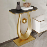 Moderner Konsolentisch Schmal f&uuml;r den Eingangsbereich, Regal Hinter Sofa mit Schwarzem Marmor- und Metallgestell f&uuml;r Eingangsbereich, Wohnzimmer, Flur, Foyer(Gold,60cm/24in)