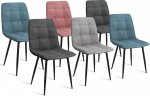 IDMarket - 6 Mila sametist tooli segav&auml;rvides pastelsinine, 2 x tumehall, helehall, roosa