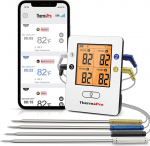 ThermoPro Bluetooth 5.0 Digital Roasting Thermometer Grill Thermometer Wireless Meat Thermometer with 4 Probes for BBQ, Cooking Chamber, Smoker, Steak, Supports iOS, Android, Range up to 150 m