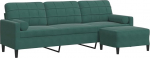 3-Sitzer-Sofa Dunkelgr&uuml;n - Bequem, Robust, mit Fu&szlig;hocker - Wohnzimmer, Leseecke, Fernsehsofa Model3278279