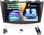 SIXWIN 2+64G Android 13 autoraadio Suzuki Swift 2011-2017 Suzuki Ertiga 2012-2017 koos Carplay / Android Car, 9-tolline mahtuvuslik puuteekraan koos WiFi GPS Bluetooth FM/RDS EQ + tagurduskaamera