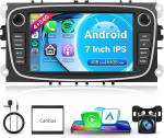 4G + 64G juhtmevaba Carplay Android autoraadio Ford Focus II mk2 Mondeo S-Max C-Max Galaxy Kuga 7-tolline autoraadio Android auto navigatsiooniga GPS WiFi peeglilink Bluetooth FM/RDS/32 EQ/USB/SWC tagumine osa