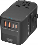 100 W GaN Universal Travel Adapter International Power Adapter 5 USB (3 USB C) laadimispordiga Euroopa reisipistik kogu maailmas USA-st Euroopasse UK, EU, AU (t&uuml;&uuml;p C/G/A/I) pistikupesa seinalaadija