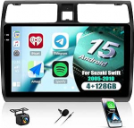 CAMECHO 4+128G 10-tolline autoraadio Suzuki Swift 2005-2010 koos tagurduskaameraga, Android 15 traadita Carplay Navi Bluetooth raadio Android auto FM/RDS GPS WiFi + 1280 x 720 Incell HD puuteekraaniga