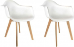 The Home Deco Factory hd3092 Scandinavian Armchair - Lot de 2 Wood + PP White 62, 80 x 59, 80 x 85, 30 cm