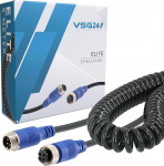 VSG 24 spiraalne pikenduskaabel Elite tagurduskaameratele ja tagurduss&uuml;steemidele Universaalne autokaamera kaabel 4 Pin veoauto haagise traktori haagise kaabel & ilmastikukindel IP67-5 meetrit