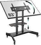 ONKRON TS1380-B TV-jalg, rullida 50-83-tollise teleri jaoks, maksimaalne koormus kuni 70 kg, telerik&auml;ru, reguleeritav k&otilde;rgus, kallutatav, maksimaalne VESA 800 x 500 mobiilne telerik&auml;ru ratastega, must