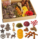 Vaskula 129 advendip&auml;rja, dekoratiivne j&otilde;ulup&auml;rg, dekoratsioon kunstlike marjadega, kaneelipulkadega, m&auml;nnik&auml;bidega DIY p&auml;rg, lauapidu, j&otilde;ulukaunistus, kingitused