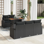 Rantry 6-teiliges Garten-Sofa-Set mit Kissen Schwarz Poly Rattan, 2-Sitzer Garten Sofa mit Stauraum & Kissen Schwarz Poly Rattan Gartenlounge Model3358263