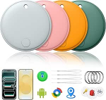 Air Tracker Smart Tags Android & iOS-4 Pack, Dual System Tracker Tagg Apple'ile, kus on? & Smart Tag Android Google'i Find Hub | Tracker aku vahetatav, (Mitmev&auml;rviline)