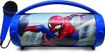 Lexibook, Spider-Man BTP585SPZLXB Juhtmevaba valguseklaratsioon mikrofoniga, stereoheli, karaokefunktsioon, USB ja SD-kaardi port, laetav aku, kandek&auml;epide, sinine