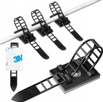 Kaablipaelad ja kaabliklambrid koos kleepuva hoidjaga, pakend 100, nailonist kaablipaelad, kaabliklambrid, klambrid korraldaja tugeva kleepuva lindiga, kruviauguga, sobib ideaalselt koju, kontorisse ja t&ouml;&ouml;kotta, musta v&auml;rvi