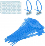 PATIKIL 8" Kabelbinder, 100 St&uuml;ck Kabelbinder Etiketten Nylon Draht Markierungsetiketten Selbstschn&uuml;rende Kunststoffb&auml;nder Beschriftbar Mit Etikettenpapier F&uuml;r Organisation Kabel, Blau