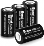 BONAI C aku 5000 mAh Baby C laetavad akud Suure v&otilde;imsusega C aku NiMH 1.2 V C rakud Laetavad C akud madala enesepuhastuse ja pika elueaga (4 tk)