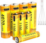ENEGON 4 Pack AAA + 4 Pack AA liitiumpatareid USB-C laetav, AAA 1100mWh / AA 4070mWh, 1.5V konstant, koos 1 kuni 4 laadimiskaabliga, puldi, kaalude, klaviatuuride ja hiirte ja muu jaoks