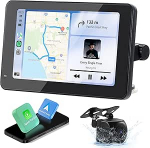 Traadita Carplay Android autoekraan, 2025 Upgrade HD tagavarakaamera 7-tolline kaasaskantav IPS puuteekraaniga autostereo 5 V, GPS-navigatsioon, peeglilink, AUX, FM BT, h&auml;&auml;le tugi