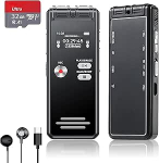 Digitaalne k&otilde;nesalvesti SD-kaardiga, 32GB - 3072Kbps HD Dual Microphone, 2776H salvestamine, h&auml;&auml;le aktiveerimine, taasesitus, MP3, parool, USB, A-B kordus koosolekute, loengute, intervjuude jaoks.