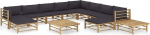 Festnight Garden Lounge Furniture, Patio Garden Furniture Set, Bamboo Garden Lounge Sofa, Outdoor Couch Set, Garden Sofa Set, Patio Furniture, 12 Pieces