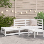 Homgoday Garden Sofa with Footrest 2 Seater Solid Pine White Sofas Outdoor Bed Sofa Couch Garden Sofa Living Room Patio Outdoor Furniture