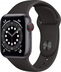 Apple Watch Series 6 (GPS + mobiilside, 40 mm) alumiiniumist korpus Space Grey koos musta spordirihmaga (uuenenud)