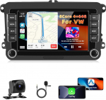 4GB + 64GB Motorsi autoraadio VW Seat/Skoda/Altea/Toledo/Leon/Altea XL koos Qualcomm Carplay/Android autoga, 7-tolline HD Stereo Con GPS/WiFi/FM/RDS/SWC/BT/USB/EQ/DSP/Canbus + tagurduskaamera