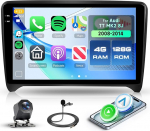 4G + 128G Rimoody Android autoraadio Audi TT MK2 8J 2008-2014 9-tolline stereo Audi TT traadita Carplay Android auto navigatsioon GPS peeglilink Bluetooth FM/RDS/EQ/USB WiFi roolijuhtimine