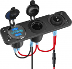 Autolaadija l&uuml;lituspaneel, 12V-24 Dual QC3.0 USB-pordid + PD-pordi laadimispesa koos puutetundliku l&uuml;litiga + sigaretis&uuml;&uuml;taja adapter + sisse/v&auml;lja l&uuml;liti l&uuml;lituspaneel (3-auguline paneel)