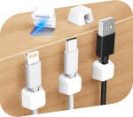 Viaky Kabelclips, magnetisch, Silikon, Kabel-Organizer mit selbstklebender Metallplatte f&uuml;r USB-Ladekabel, Desktop, B&uuml;ro, Auto, kleine Size 6 mm, Wei&szlig;, 5 St&uuml;ck