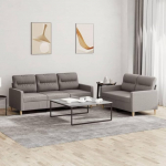 Juroupi 2-TLG. Sofagarnitur mit Kissen Sofa Wohnzimmer Sitzgruppe Wohnzimmer Sofa Set Sofas F&uuml;R Wohnzimmer Taupe Stoff - 3201607
