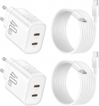 40 W kiirlaadija iPhone 17 Pro Maxile, 2 topeltport USB C mobiiltelefoni toiteadapter koos 1,8-meetrise kaabliga iPhone 17/17Pro/17Air/16/15, iPadile, 40 W kiirlaadija iPhone 17 Pro Maxile, 2 topeltport USB C mobiiltelefoni toiteadapter koos 1,8-meetrise