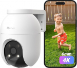 EZVIZ 4K Outdoor Surveillance, WLAN Pan & Tilt Camera with Person/Vehicle Detection, Two-Way Audio, Automatic Tracking and Full Colour Night Vision, Weatherproof, C8c 8MP 6 mm