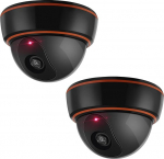 ERWEY Dummy Camera with Lens Video Surveillance Goods Security Camera Fake Camera with Red LED Light for Wall Ceiling Set of 2 Black
