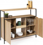 IDMarket - Detroit Industrial Kitchen Bar Cabinet with Doors and Shelves 113cm W x 40cm D x 94H cm