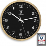 Holzwerk HILDBURG Puidust raadio teel juhitav seinakell Puidust kell Raadio teel juhitav kell Vaikne liikumine ilma tiksumiseta Pruun p&ouml;&ouml;k Must Valge Vaikne T&auml;ispuit Looduslik 30 cm (HW p&ouml;&ouml;k Must)