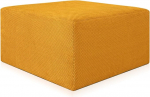 Deshome - Pouf Footrest Diivan kangas Vetth&uuml;lgav sametne efekt: (83 x 83 x 44 cm, ookerkollane) Pouffe Footrest Pouffe Living Room Demeter (83 x 83 x 44 cm, ookerkollane)
