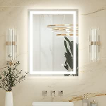 Keonjinn Vannitoa peegel koos valgustusega, 60 x 80 cm, valgustatud, uduvastane LED-vannitoa peegel koos puutetundliku l&uuml;litiga, 3 valgusv&auml;rvi, timmitav m&auml;lufunktsioon, vannitoa seinapeegel, ilma raamita