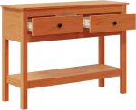 Homgoday Kiefer Konsole Wachsbraun 100x35x75cm - Moderner Tisch mit Regalen & Schubladen f&uuml;r Wohnzimmer & Flur Model869937