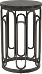 Furniture of America Davis kaasaegne &uuml;mmargune &uuml;mar k&uuml;ljelaud marmorplaadiga ja tugevate metalljalgadega ning avatud riiuliga elutuppa, korterisse, v&auml;ikesesse ruumi, kiviraud, must, v&auml;ike otselaud