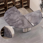 Runde Klapptischplatte, Vier klappbare runde Holztischplatten, 47,2"-71" Durchmesser (dunkelgrauer Marmor), Einfach zu verstauen und Platz zu sparen, Keine Beine, Gro&szlig;e Banketttischplatte (H