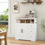 Sideboard k&ouml;&ouml;gikapp 3 sahtli ja 2 uksega, hoiukapp buffet kapp ustega, k&ouml;&ouml;gikapp koos t&ouml;&ouml;tasapinnaga elutuppa, s&ouml;&ouml;gituppa (valge, 100 x 40 x 105 cm)