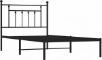 vidaXL voodiraam, voodiraam koos peaplaadiga, lamellkarkass, metallvoodi magamistuppa, &uuml;heinimesevoodi, k&uuml;lalisvoodi, metall, must, 100 x 190 cm