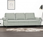 LAPOOH 359539 3-kohaline diivan, helehall, 180 cm, Samet, Lounge diivan, Diivanid ja diivanid, Relax diivan, Diivan elutuppa