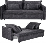 Riess Ambiente Disainer Diivanvoodi Apartment - 215 cm - Hall - Sametist 3-kohaline diivan koos voodikastipatjadega