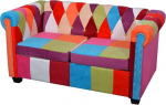 Chesterfield diivan 2-kohaline kangas kaasaegne disain elutuppa Luksuslik nuput&otilde;mblus Kaarev k&auml;etoed Vastupidav puitraam Max koormus 110kg 145.5 x 76 x 70 cm