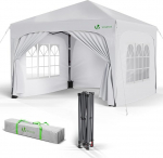 VOUNOT&reg; Gazebo 3 x 3 m koos 4 k&uuml;lgpaneeliga ja 4 liivakotiga, Pop Up kokkupandav Gazebo, veekindel, kokkupandav aiatelk, peotelk, sisaldab kotti, valge