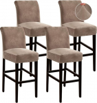 Stretch Bar Stool Cover Counter Stool Pub Chair Slipcover S&ouml;&ouml;gituba Cafe Bar Stool Slipcover Eemaldatav m&ouml;&ouml;bli tooli kate Velvet kangas elastse p&otilde;hjaga (Taupe, 4)