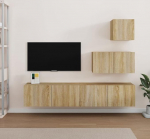 Homgoday TV-M&ouml;bel-Set 4 St&uuml;ck Sonoma-Eiche aus mehrschichtigem Holz, TV-Schrank, madal TV-Schrank f&uuml;r Couchtisch Wohnzimmer industrielle TV-St&auml;nder Wohnzimmer 60/80 x 30 x 30 cm Eiche Sonoma