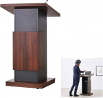 Tragbares Stehpodium mit feststellbaren R&auml;dern und Aufbewahrungsregal f&uuml;r B&uuml;ro und Hotel